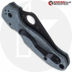 Spyderco Knives MODIFIED Spyderco Para 3 Black DLC Knife + KP Denim Micarta Scales -Case Knives Shop KP PARA3 DENIMBLACK CLOSED BACK