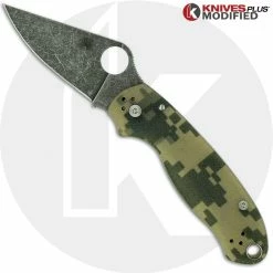Spyderco Knives MODIFIED Spyderco Para 3 Knife ACID WASH Blade Camo G10