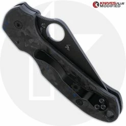 Spyderco Knives MODIFIED Spyderco Para 3 Black DLC Knife + KP SKINNY Blue Shred Carbon Fiber Scales -Case Knives Shop KP para3 BLUE 3 CLOSED BACK