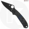 Spyderco Knives MODIFIED Spyderco Para 3 Black DLC Knife + KP SKINNY Blue Shred Carbon Fiber Scales