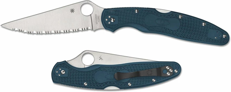 Spyderco Knives Spyderco Police 4 Lightweight K390 - C07FS4K390 - Serrated K390 Drop Point - Blue FRN - Lock Back 1 Spyderco Knives Spyderco Police 4 Lightweight K390 - C07FS4K390 - Serrated K390 Drop Point - Blue FRN - Lock Back
