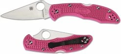 Spyderco Knives Spyderco Delica 4 Lightweight Knife - C11FPPNS30V - Satin S30V Drop Point - Pink FRN - Lock Back -Case Knives Shop SP C11FPPNS30V