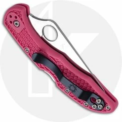 Spyderco Knives Spyderco Delica 4 Lightweight Knife - C11FPPNS30V - Satin S30V Drop Point - Pink FRN - Lock Back -Case Knives Shop SP C11FPPNS30V CLOSED back