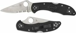 Spyderco Knives Spyderco Delica 4 Lightweight - C11FPSBKBL - Thin Blue Line - Part Serrated - Black / Blue FRN -Case Knives Shop SP C11FPSBKBL