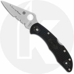 Spyderco Knives Spyderco Delica 4 Lightweight - C11FPSBKBL - Thin Blue Line - Part Serrated - Black / Blue FRN