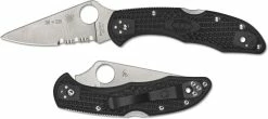 Spyderco Knives Spyderco Delica 4 Lightweight - C11FPSBKRD - Thin Red Line - Part Serrated - Black / Red FRN -Case Knives Shop SP C11FPSBKRD