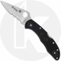 Spyderco Knives Spyderco Delica 4 Lightweight - C11FPSBKRD - Thin Red Line - Part Serrated - Black / Red FRN