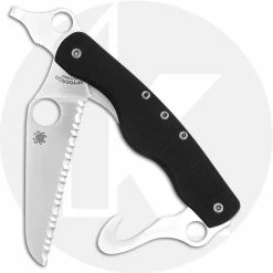 Spyderco Knives Spyderco ClipiTool Rescue C209GS Compact Multi Function Folder Locking Serrated Blade And Hook