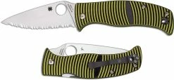 Spyderco Knives Spyderco C217GS Caribbean Rust Proof Serrated Leaf Blade Yellow And Black G10 Compression Lock Folder -Case Knives Shop SP C217GS