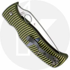 Spyderco Knives Spyderco C217GS Caribbean Rust Proof Serrated Leaf Blade Yellow And Black G10 Compression Lock Folder -Case Knives Shop SP C217GS CLOSED BACK