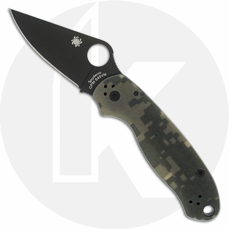 Spyderco Knives Spyderco C223GPCMOBK Para 3 - Black CPM S45VN - Camo G10 - Compression Lock - USA Made 1 Spyderco Knives Spyderco C223GPCMOBK Para 3 - Black CPM S45VN - Camo G10 - Compression Lock - USA Made