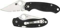Spyderco Knives Spyderco C223GPS Para 3, Part Serrated Compression Lock Black G-10 Folding Knife