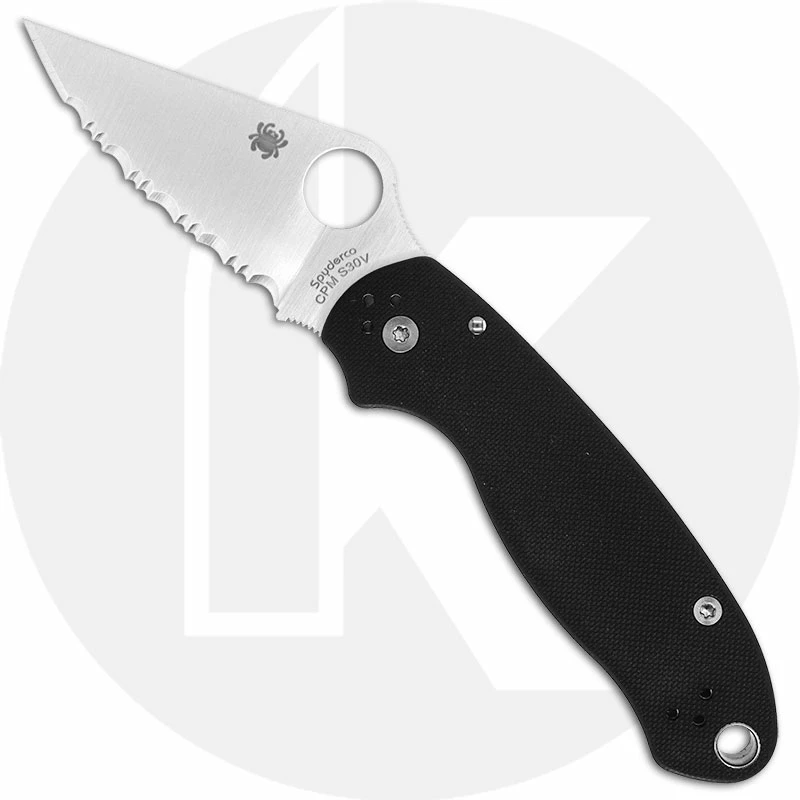 Spyderco Knives Spyderco C223GS Para 3, Serrated Compression Lock, Black G-10 Folding Knife 1 Spyderco Knives Spyderco C223GS Para 3, Serrated Compression Lock, Black G-10 Folding Knife