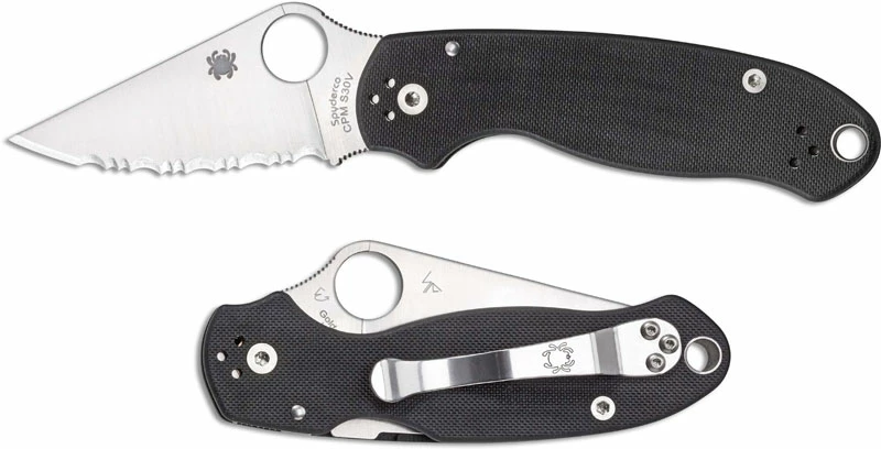 Spyderco Knives Spyderco C223GS Para 3, Serrated Compression Lock, Black G-10 Folding Knife 4 Spyderco Knives Spyderco C223GS Para 3, Serrated Compression Lock, Black G-10 Folding Knife - Image 4