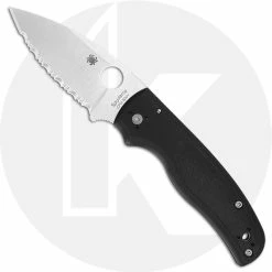 Spyderco Knives Spyderco C229GS Shaman Knife Serrated Leaf Blade, Black G10 Compression Lock Folder USA Made