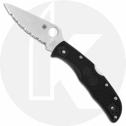 Spyderco Knives Spyderco C243SBK Endela Lightweight Knife - 3.41 Inch Serrated Drop Point, Black FRN Handle