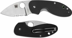 Spyderco Knives Spyderco C246GPS Insistent Knife - 2.48 Inch Part Serrated Drop Point - Black G10 - Liner Lock -Case Knives Shop SP C246GPS