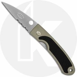 Spyderco Knives Spyderco Centofante C25PSBK - Gen 1 - Part Serrated ATS-34 Wharncliffe - Gray Aluminum With Black Rubber - Discontinued Item - BNIB