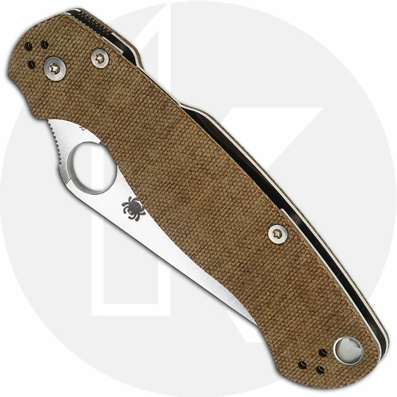 Spyderco Knives Spyderco Para Military 2 Knife - C81MPCW2 - Cru-Wear Blade - Brown Canvas Micarta - Compression Lock - USA Made 2 Spyderco Knives Spyderco Para Military 2 Knife - C81MPCW2 - Cru-Wear Blade - Brown Canvas Micarta - Compression Lock - USA Made - Image 2