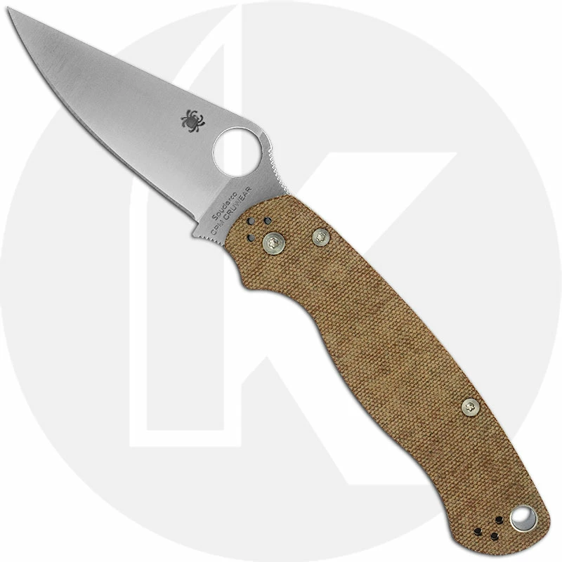 Spyderco Knives Spyderco Para Military 2 Knife - C81MPCW2 - Cru-Wear Blade - Brown Canvas Micarta - Compression Lock - USA Made 1 Spyderco Knives Spyderco Para Military 2 Knife - C81MPCW2 - Cru-Wear Blade - Brown Canvas Micarta - Compression Lock - USA Made