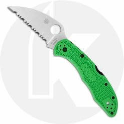 Spyderco Knives Spyderco Salt 2 Wharncliffe Knife - C88FSWCGR2 - Serrated LC200N Wharncliffe - Green FRN - Lock Back