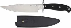 Spyderco Knives Spyderco Respect Knife FB44GP Sal Glesser Bowie Style Fixed Blade Black G10 Handle USA Made
